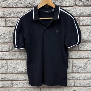 Karl Lagerfeld Black Polo with White Trim